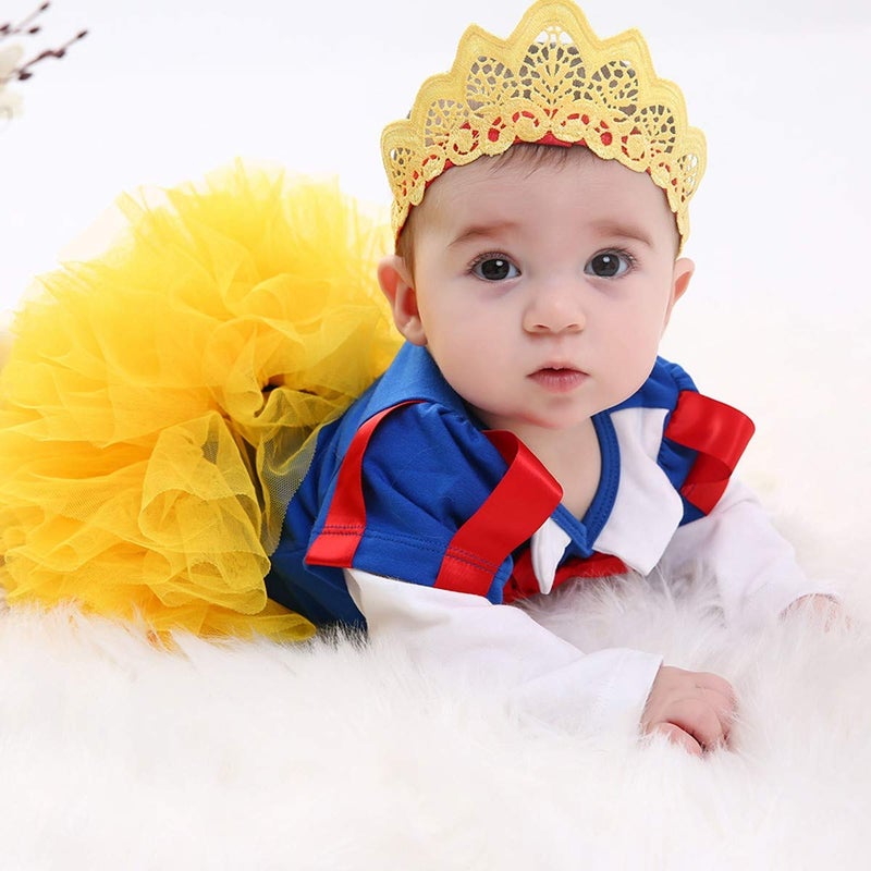 MYRISAM Christmas Costumes for Baby Toddler Girls Snow White Princess Birthday Bodysuit Romper Tutu Dress w/Headband - Image 2